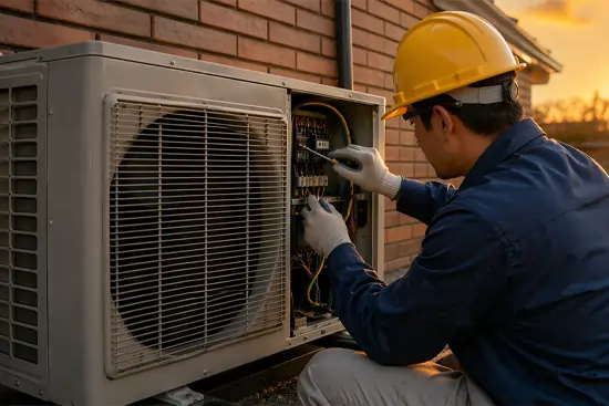 technician cleaning air ducts using vacuum hose