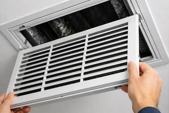 technician replacing air filter