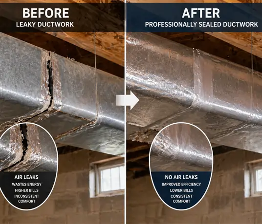 duct sealing before and after